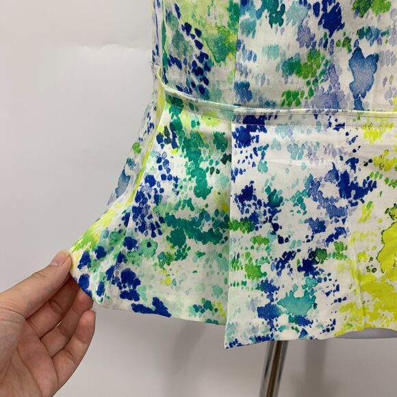 Ann Taylor Tank Top Womens 0 Multi Tie Dye Pleated Peplum Back Zip Sleeveless - Picture 3 of 13